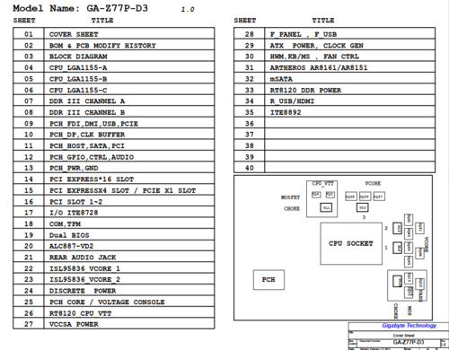 More information about "GIGABYTE GA-Z77P-D3 Rev 1.0, 1.1, 1.12 Schematic.PDF and BoardView.ASC/.PDF"