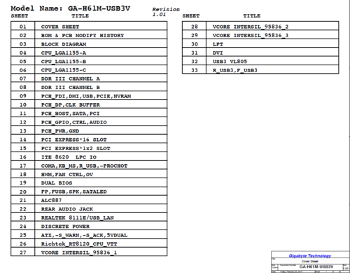 More information about "Gigabyte GA-H61M-USB3V Rev 1.0, 1.01  Schematic.PDF and BoardView.TVW"