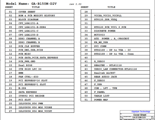 More information about "Gigabyte GA-B150M-D2V / GA-B150M-D2V DDR3 Rev 1.0, 1.01 Schematic.PDF and BoardView.TVW"